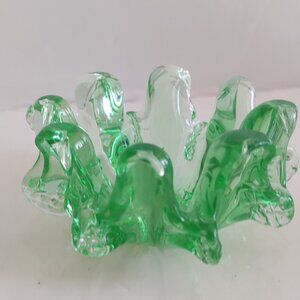 Chalet Canada Green Glass Bonboniere Bowl 1 1/2" tall x 3 1/4" x 3 1/4"